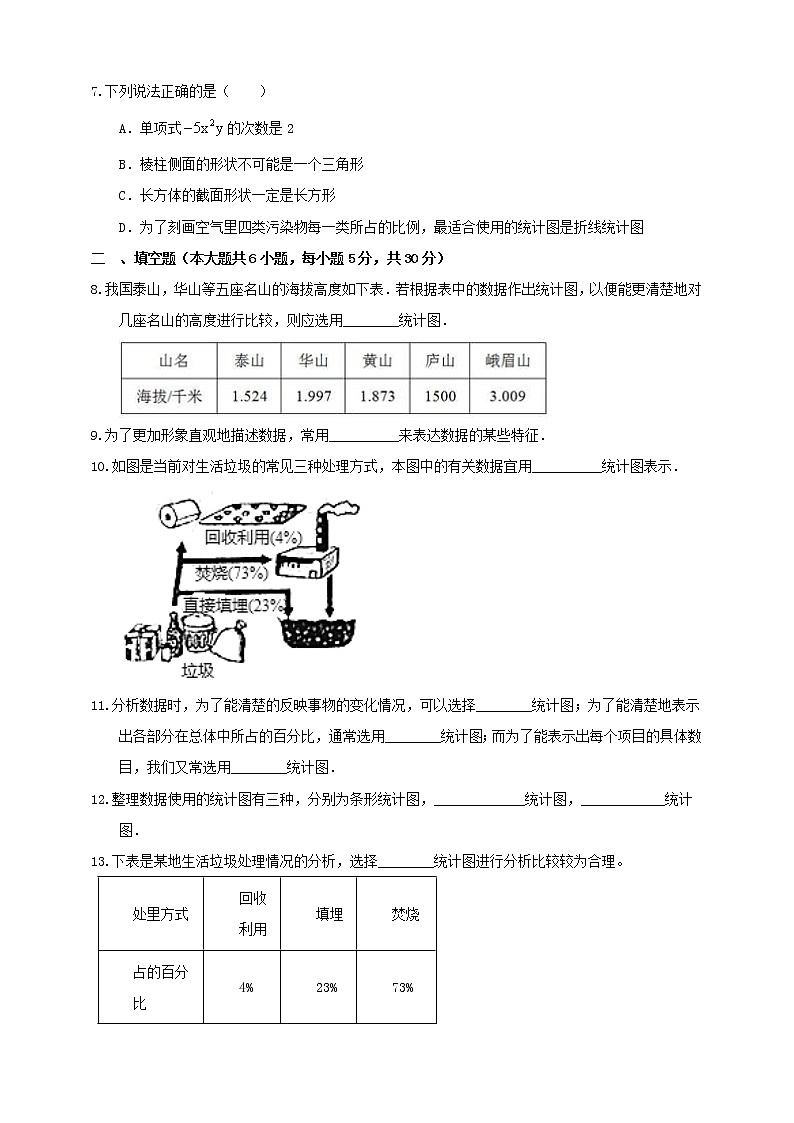 5.3 统计图的选择 2022年初中数学七年级上册 同步练习(含答案)沪科版02