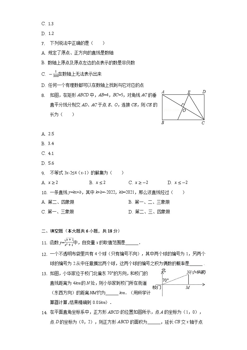 2022年湖北省黄冈学校中考数学模拟诊断试卷(word版含答案)第2页