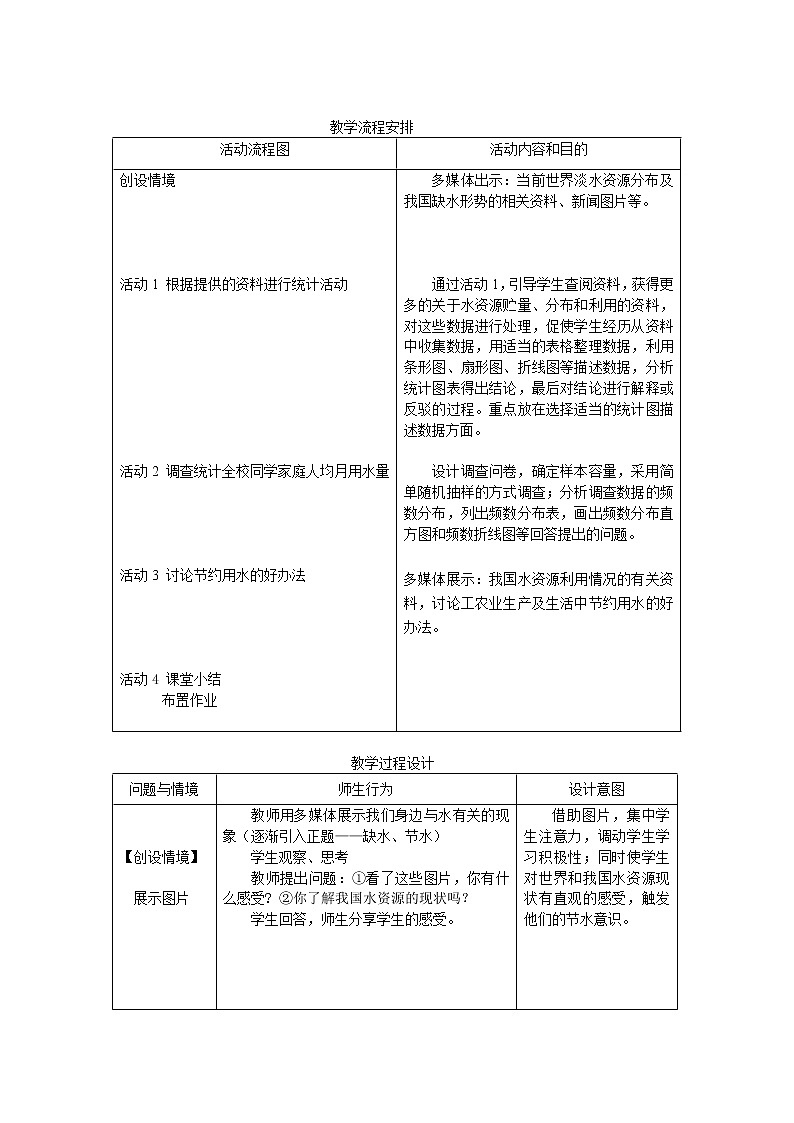 10.3 课题学习:从数据谈节水 教案(表格式)第2页