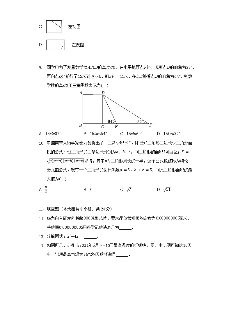2022年江苏省苏州市吴中区、吴江区、相城区中考数学调研试卷(含解析)第2页
