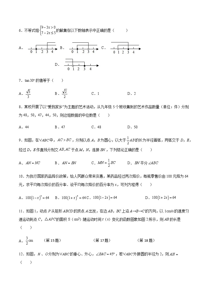 2022年广西中考数学模拟卷(原卷版)第2页