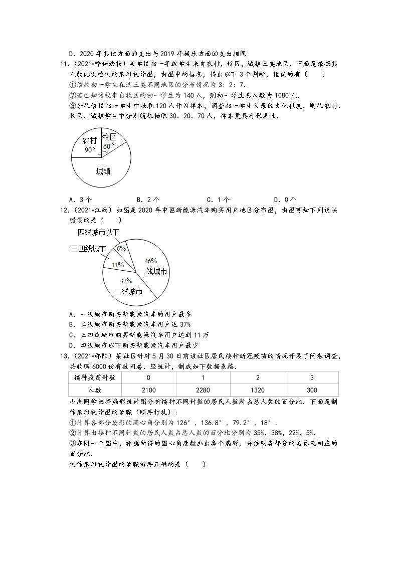 01选择题-2021中考数学真题分类汇编-数据的收集与处理（含答案，27题）03