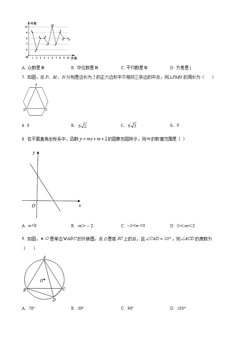 2022年河北省定州市中考二模数学试题(word版含答案)第2页