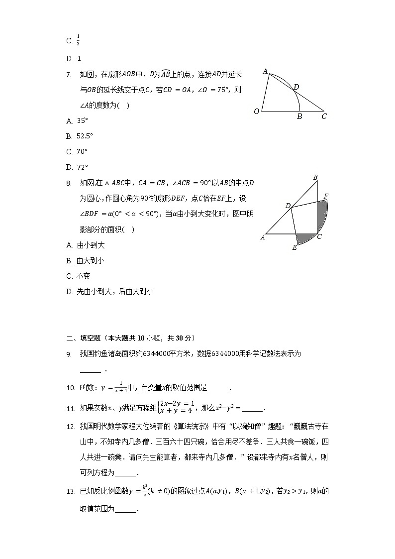 2022年江苏省扬州市广陵区中考数学二模试卷(含解析)02