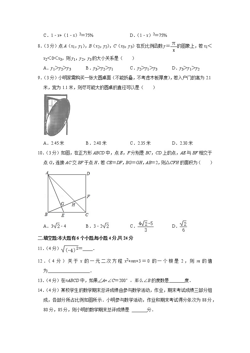 2020-2021学年浙江省杭州市拱墅区八年级(下)期末数学试卷02