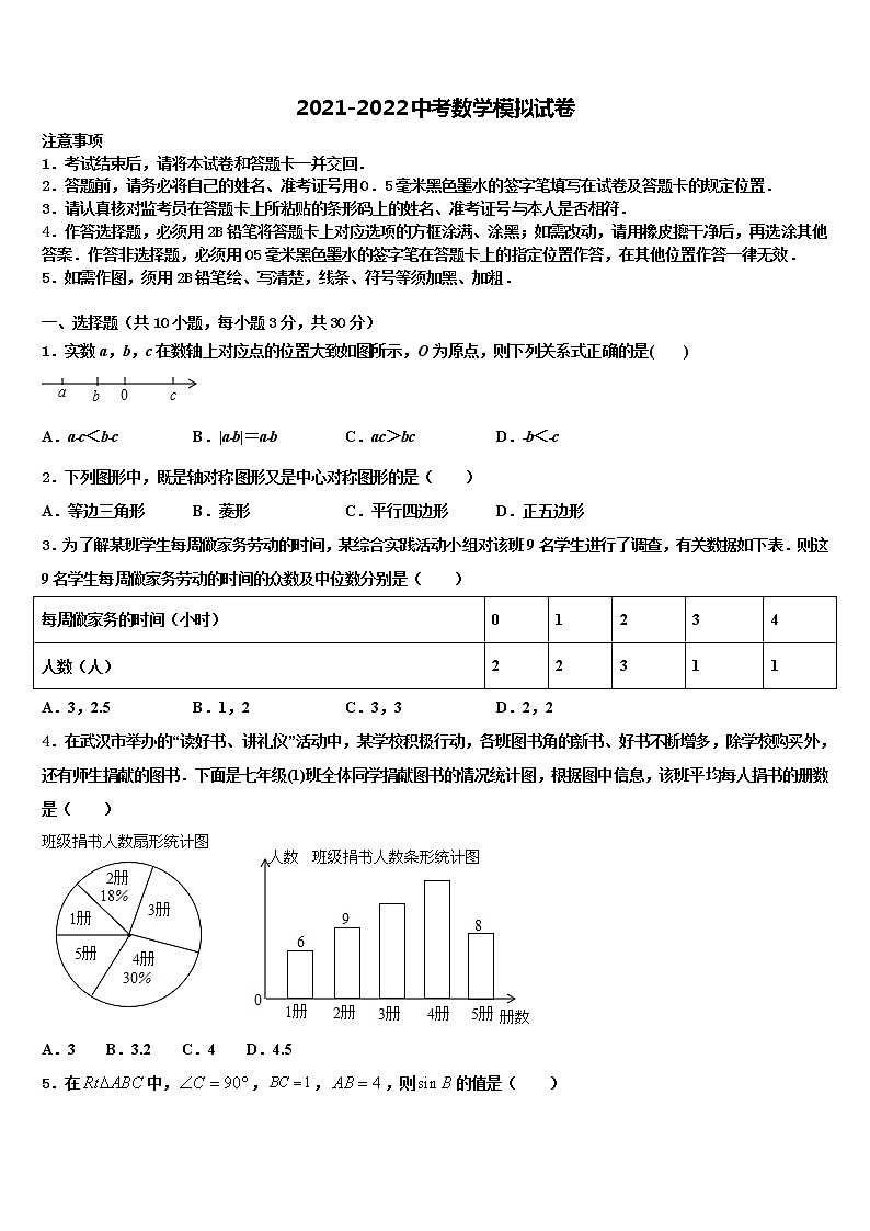 2021-2022学年北京市教育院附中中考数学模拟试题含解析01