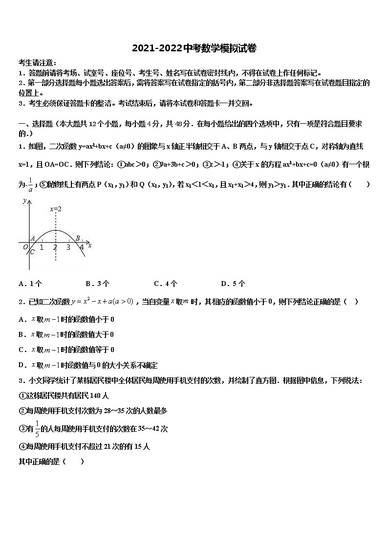 2021-2022学年安徽省芜湖繁昌县联考中考数学最后冲刺浓缩精华卷含解析01