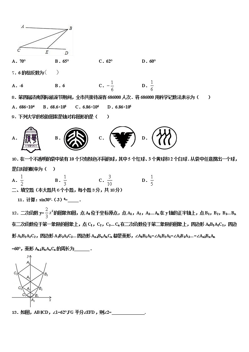 2021-2022学年河北省大城县重点中学中考联考数学试题含解析第2页