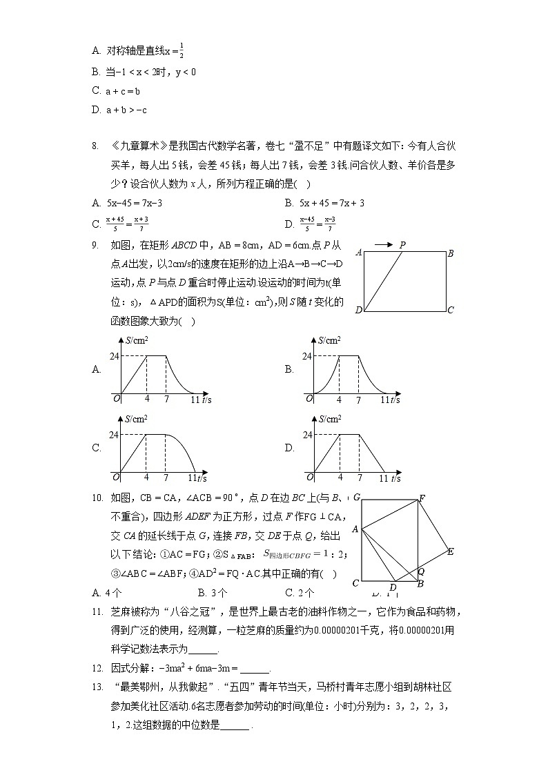2022年山东省东营市东营区中考数学三模试卷(含答案解析)第2页