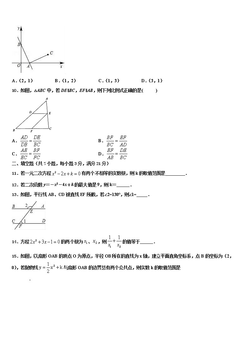 2021-2022学年河北省石家庄市辛集市中考数学模拟预测试卷含解析03