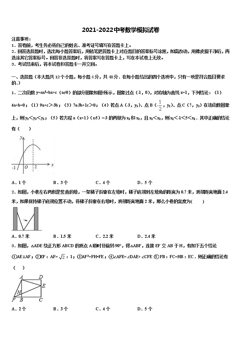 2021-2022学年黑龙江省鹤岗市绥滨县毕业升学考试模拟卷数学卷含解析第1页