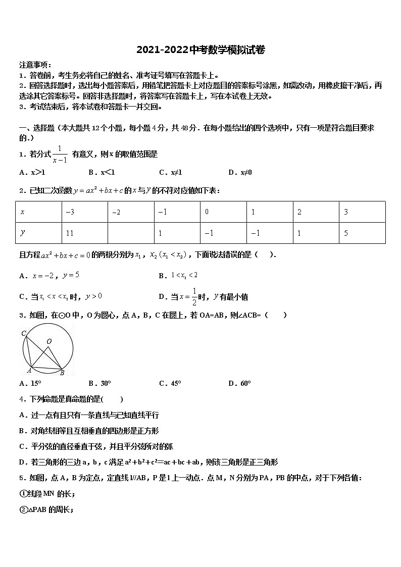 2021-2022学年湖南长沙长郡教育集团中考四模数学试题含解析01