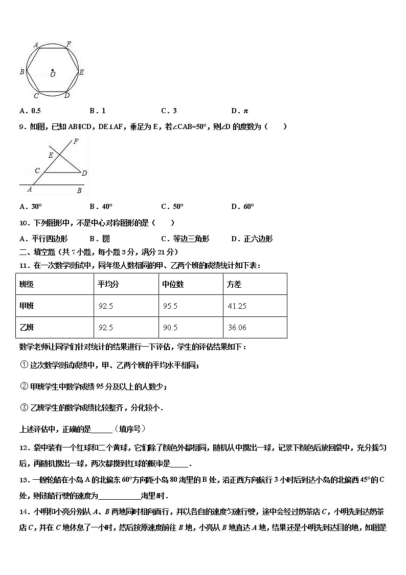 2021-2022学年江苏省常州市教育会重点中学中考猜题数学试卷含解析第3页