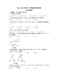 江苏省苏州市相城区2021-2022学年七年级下学期期末数学试题(无答案)