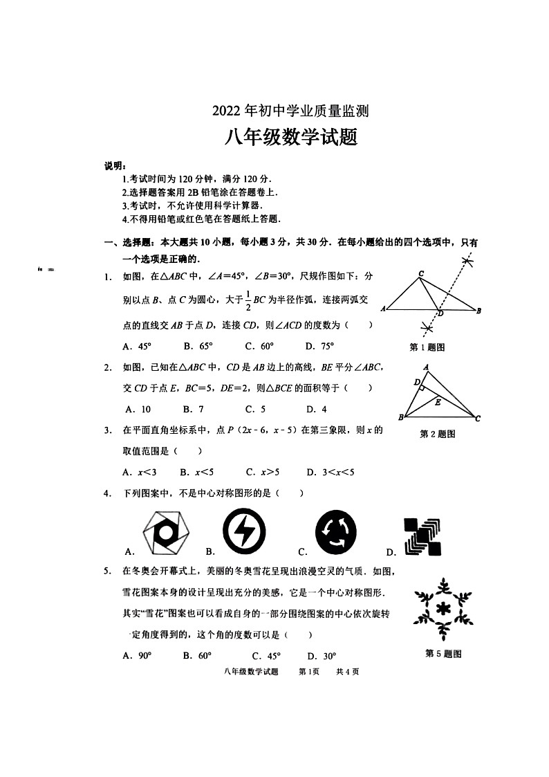 山東省棗莊市嶧城區(qū)2021-2022學(xué)年八年級(jí)下學(xué)期期末數(shù)學(xué)試卷（無(wú)答案）第1頁(yè)