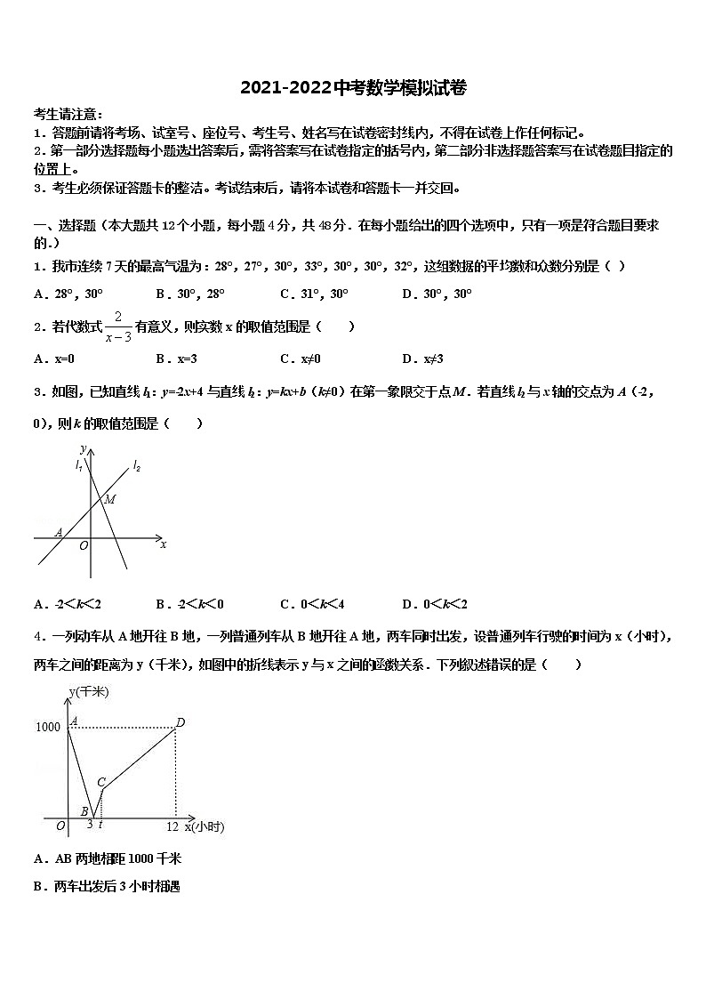 2021-2022学年江苏省无锡市滨湖区重点中学中考数学考试模拟冲刺卷含解析第1页