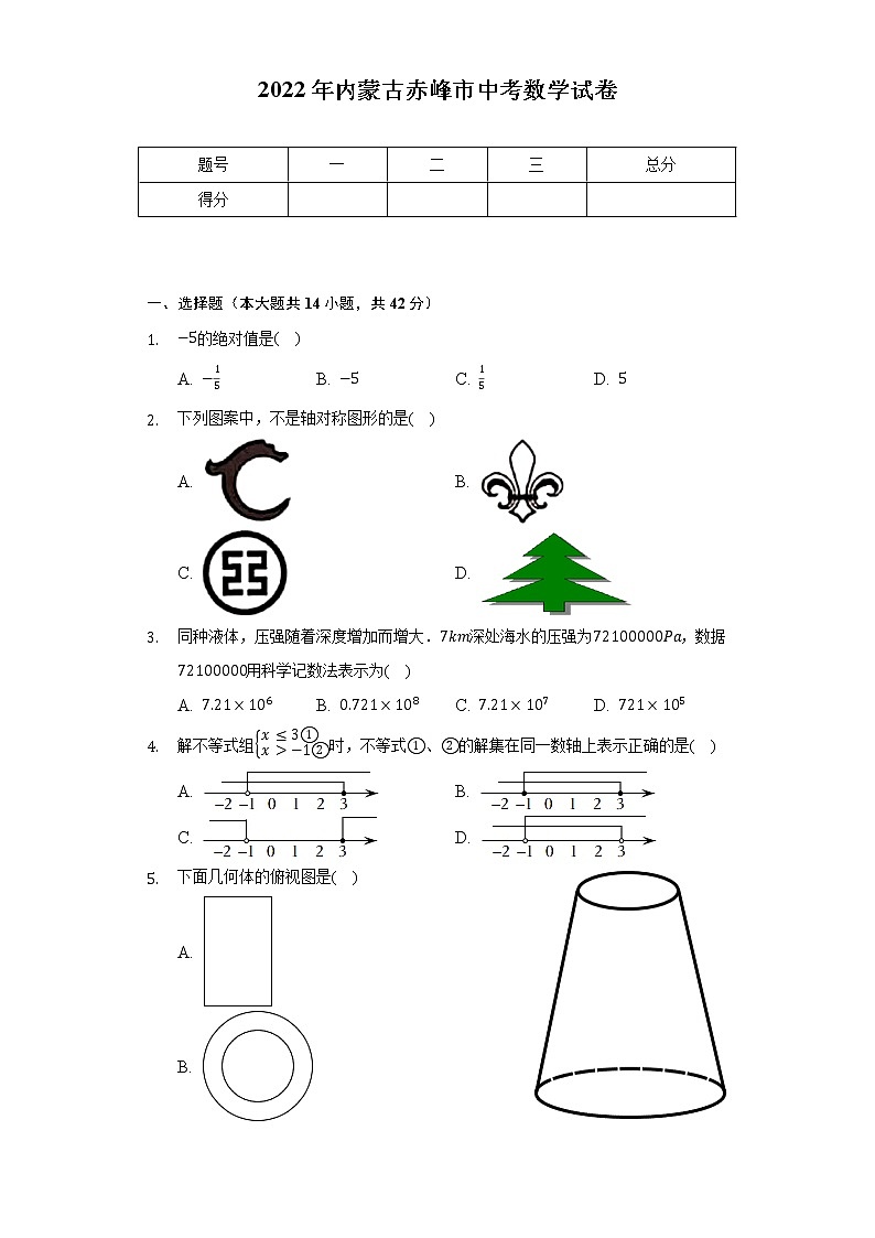 2022年內(nèi)蒙古赤峰市中考數(shù)學試卷(含解析)第1頁