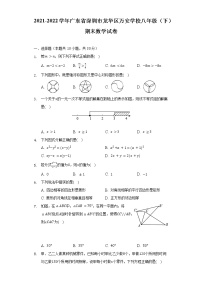 2021-2022学年广东省深圳市龙华区万安学校八年级（下）期末数学试卷（含解析）