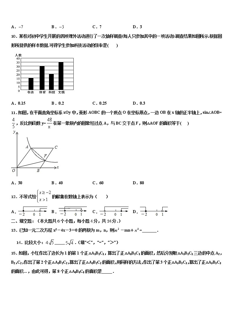 2021-2022学年内蒙古兴安盟地区两旗一县中考数学猜题卷含解析03