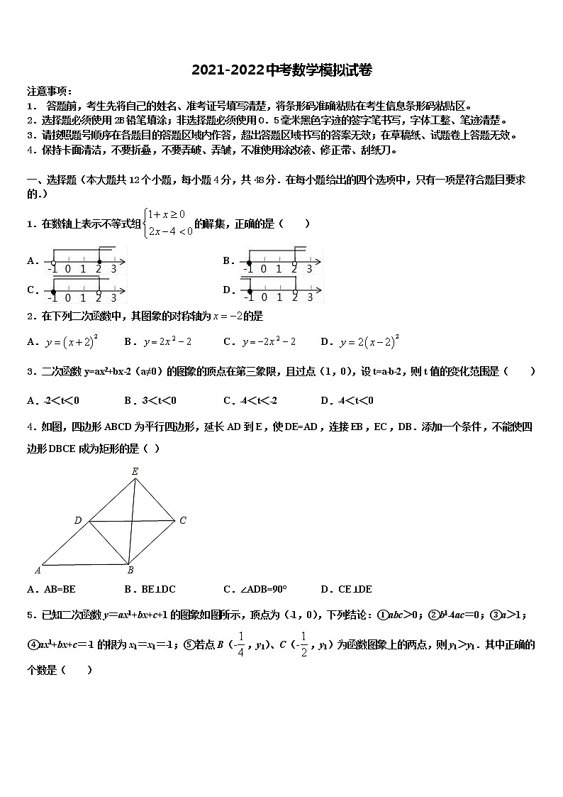 2021-2022学年陕西省西安市铁一中学中考数学适应性模拟试题含解析第1页
