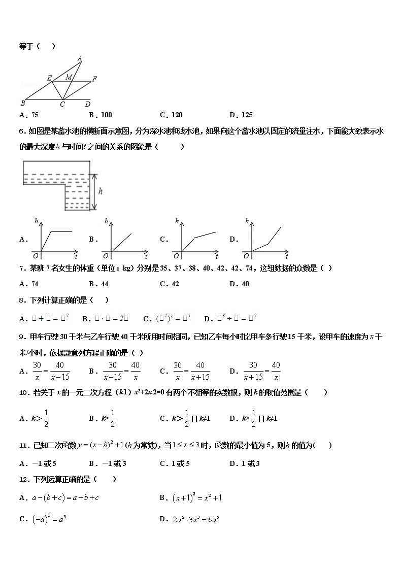 2022届甘肃省金昌市金川六中学中考数学最后一模试卷含解析第2页