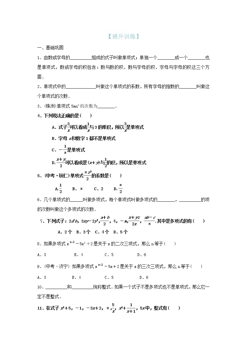 第13知 整式-【暑假学易知】七年级数学暑假精品课程（华师大版）（解析版+原卷版）01