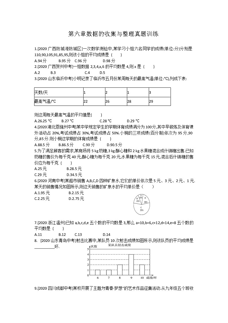 第六章数据分析全章热门考点整合专训-【重难考点】2022-2023学年八年级数学上册单元复习考点一遍过(北师大版)(PPT+原卷版+解析版)01