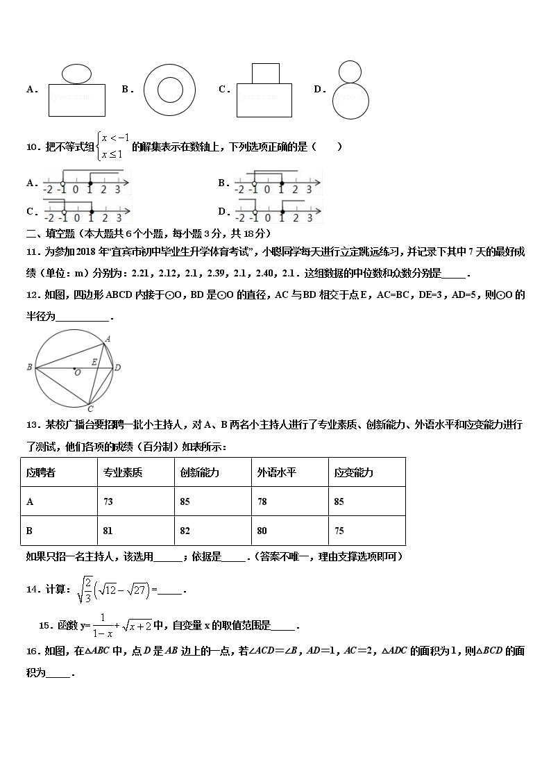 2022届四川省广安市华蓥市市级名校中考数学模拟预测题含解析03