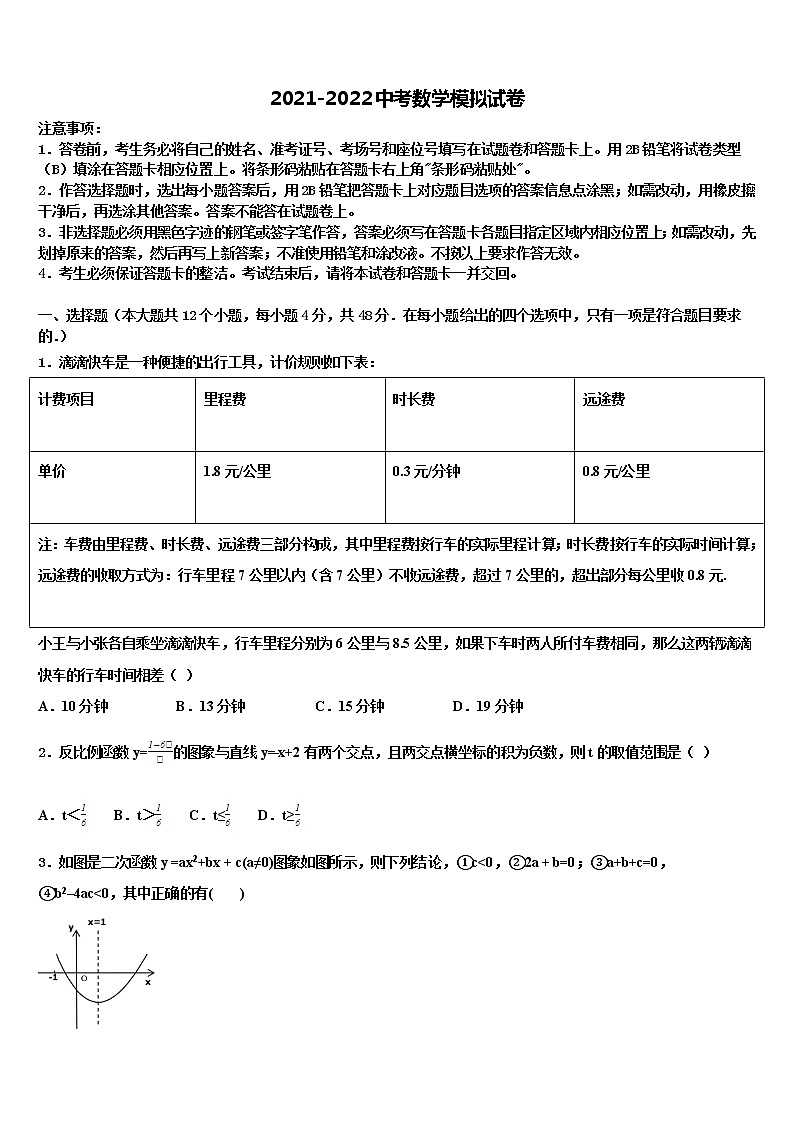 2022年河北省石家庄市栾城县重点名校中考考前最后一卷数学试卷含解析01