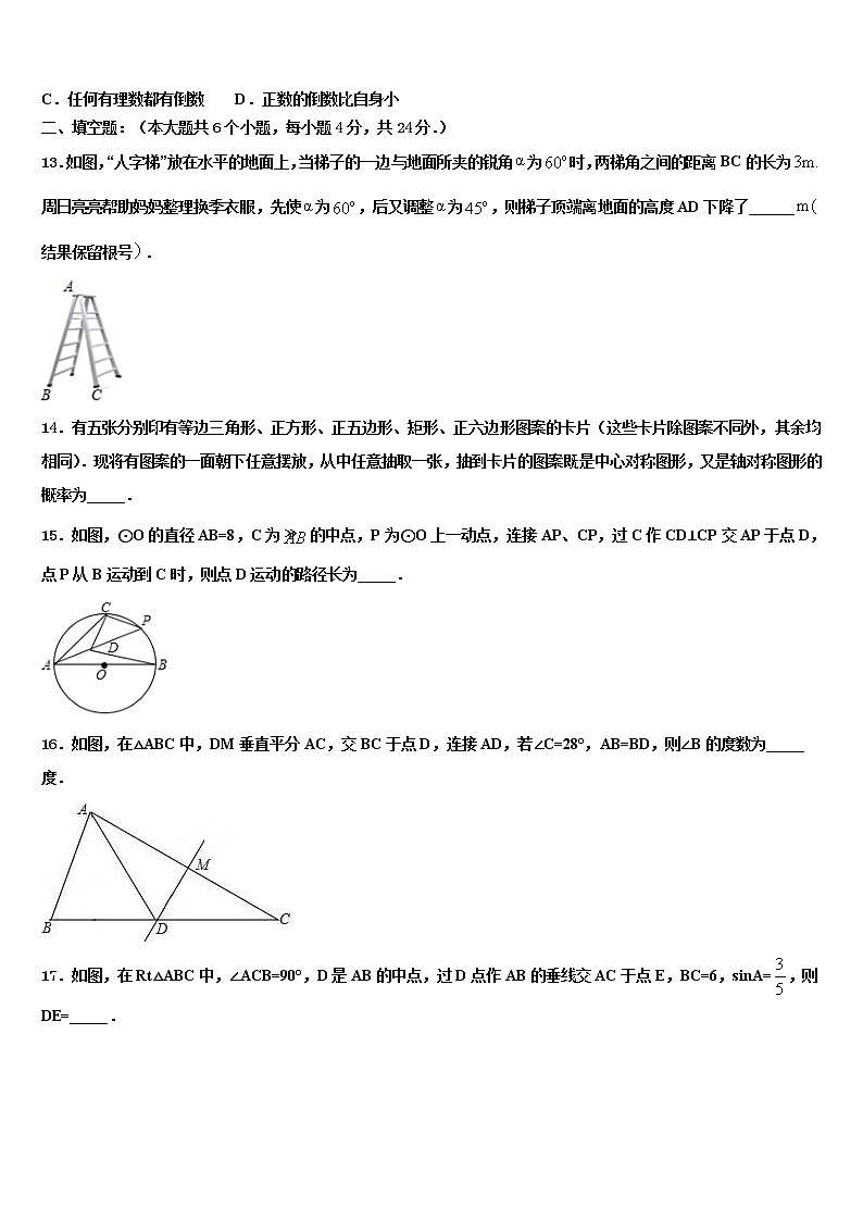 2022年河北省张家口市达标名校中考数学适应性模拟试题含解析第3页
