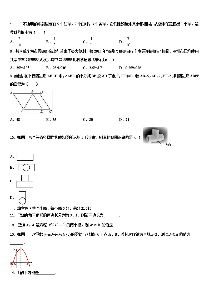 2022年湖北省麻城市张家畈镇中学中考二模数学试题含解析02