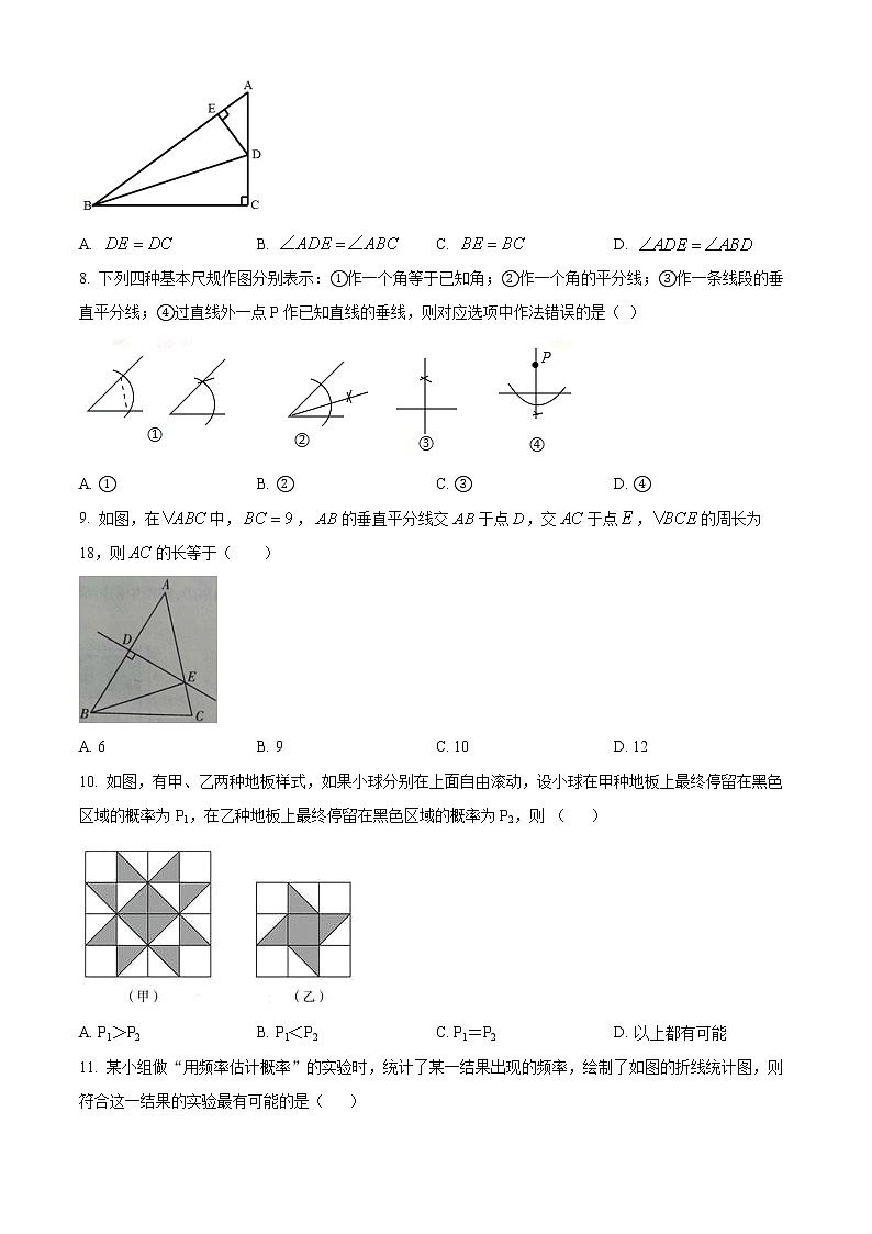 河北省保定市莲池区2021-2022学年七年级下学期期末数学试题(word版含答案)第2页