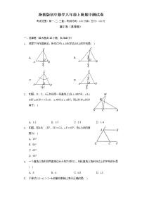 浙教版初中数学八年级上册期中测试卷（较易）（含答案解析）