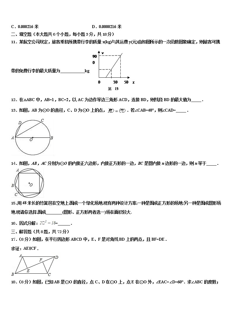 2022年江蘇省常州市金壇區(qū)白塔中學中考數(shù)學模擬精編試卷含解析第3頁
