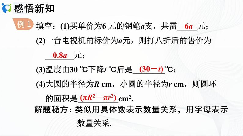 2.1.1 用字母表示数第6页