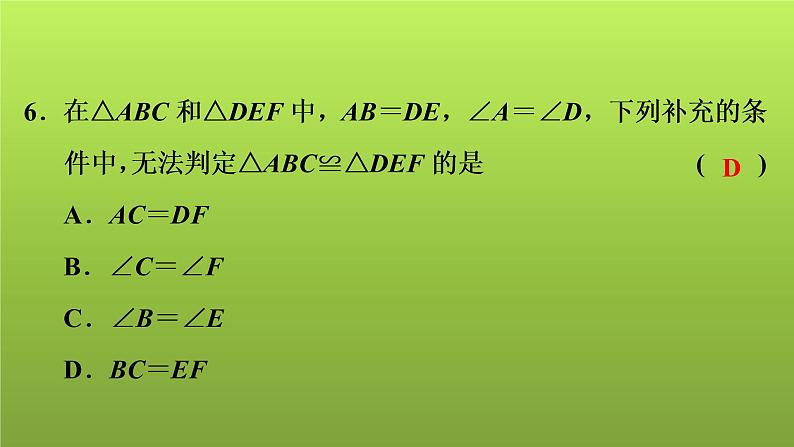2022年中考数学人教版一轮复习讲练课件:专项测评卷(五)三角形07