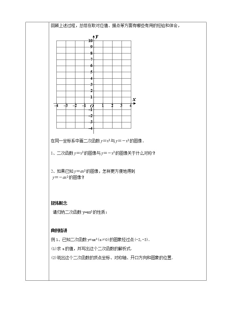 浙教版9年级上册数学1.2二次函数的图像（1学案）02