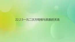 华师大版9上数学 22.2.5 一元二次方程根与系数的关系 课件