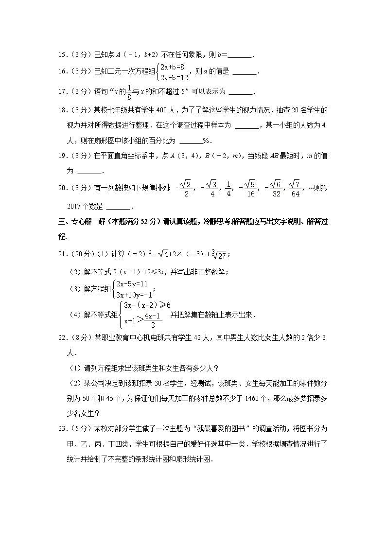 河北省唐山市丰南区2021-2022学年七年级下学期期末考试数学试卷(word版含答案)03