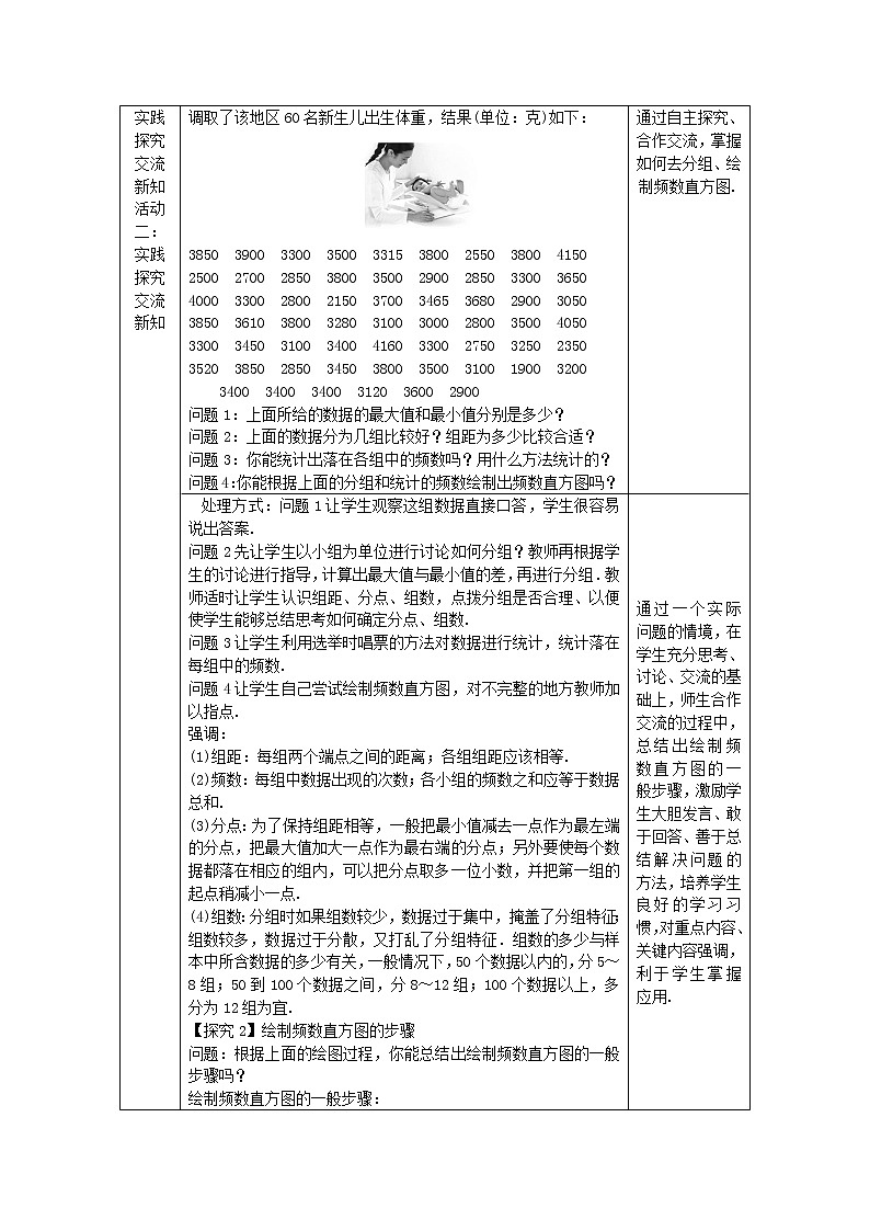 2022七年级数学上册第六章数据的收集与整理6.3数据的表示第3课时绘制频数直方图教案新版北师大版02