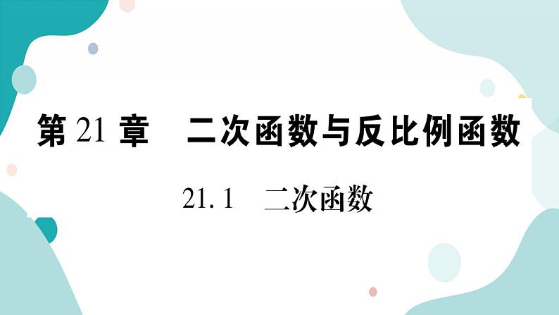 21.1 二次函数(课件ppt)九年级上册数学教辅作业(沪科版)01