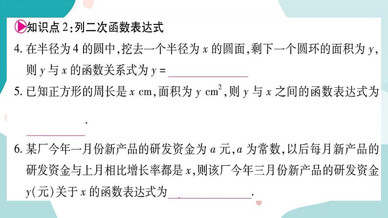21.1 二次函数(课件ppt)九年级上册数学教辅作业(沪科版)04