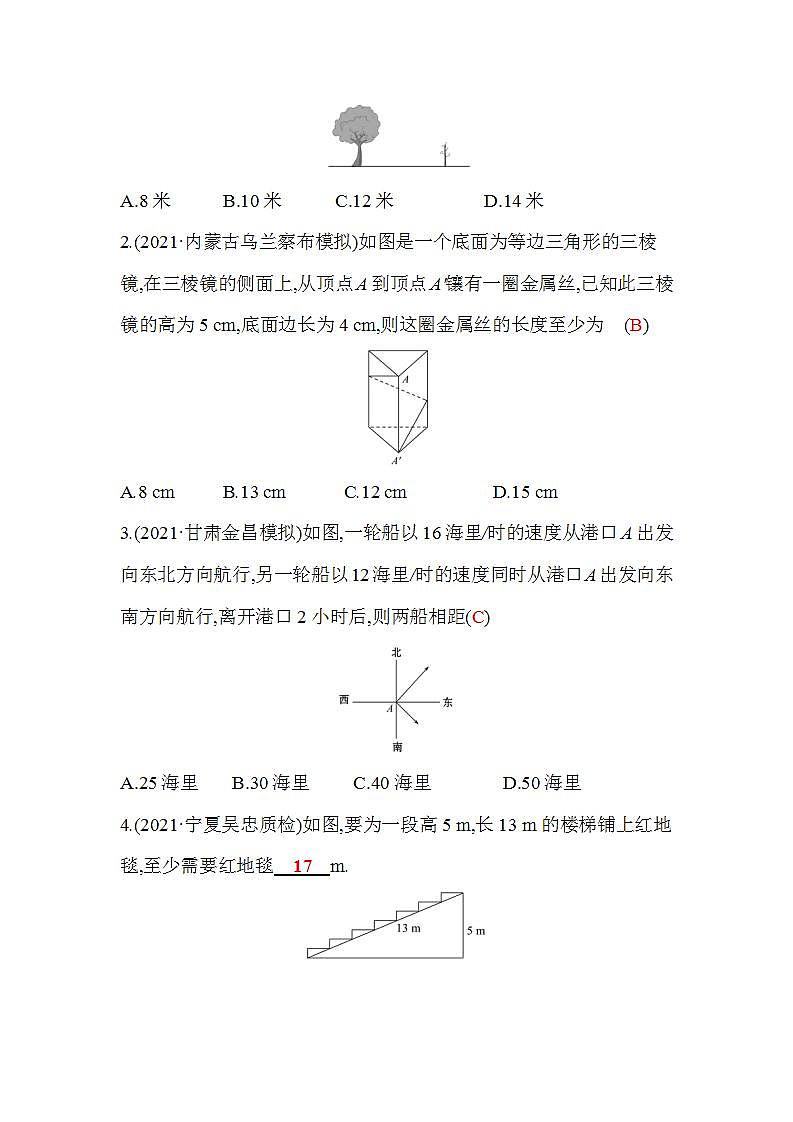 1.3 勾股定理的应用 北师大版八年级数学上册同步作业(含答案)02