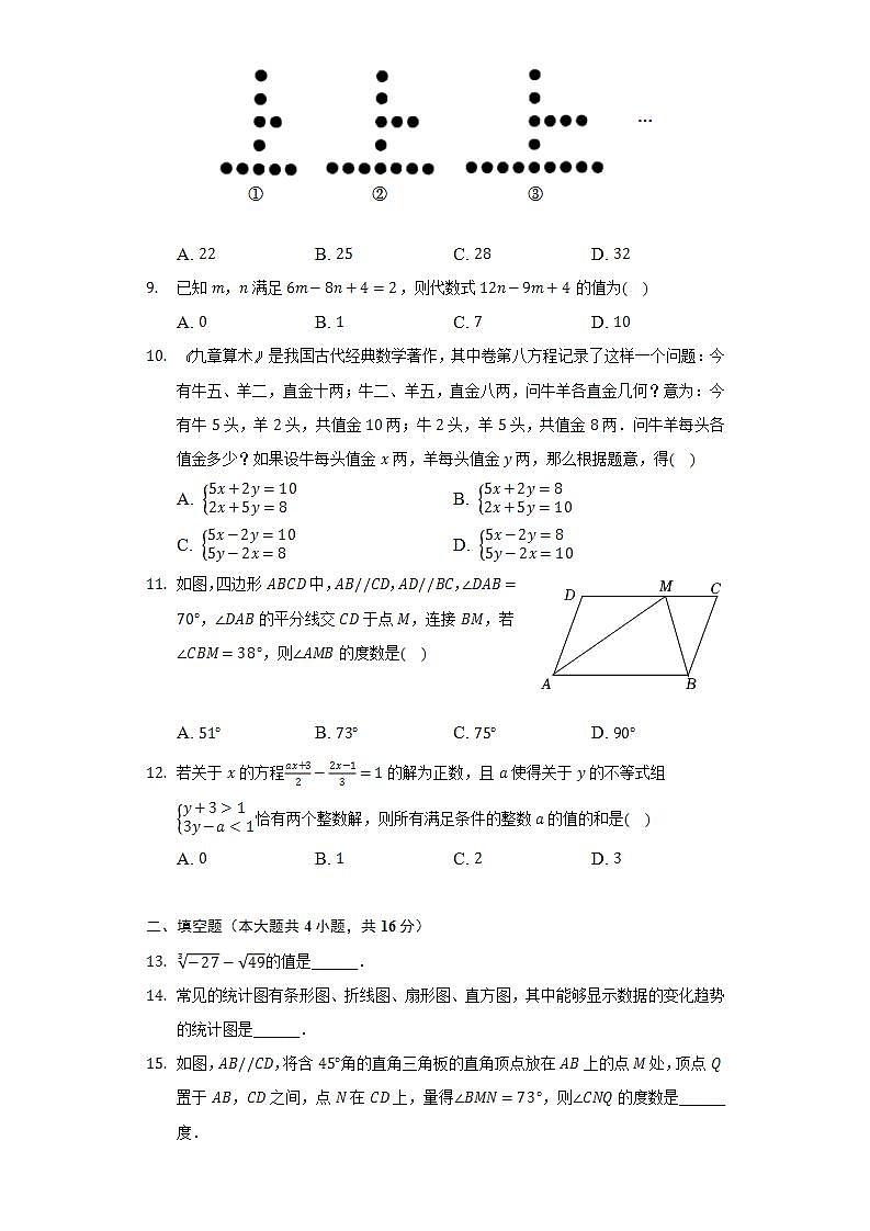 2021-2022学年重庆市荣昌区七年级(下)期末数学试卷(Word解析版)第2页