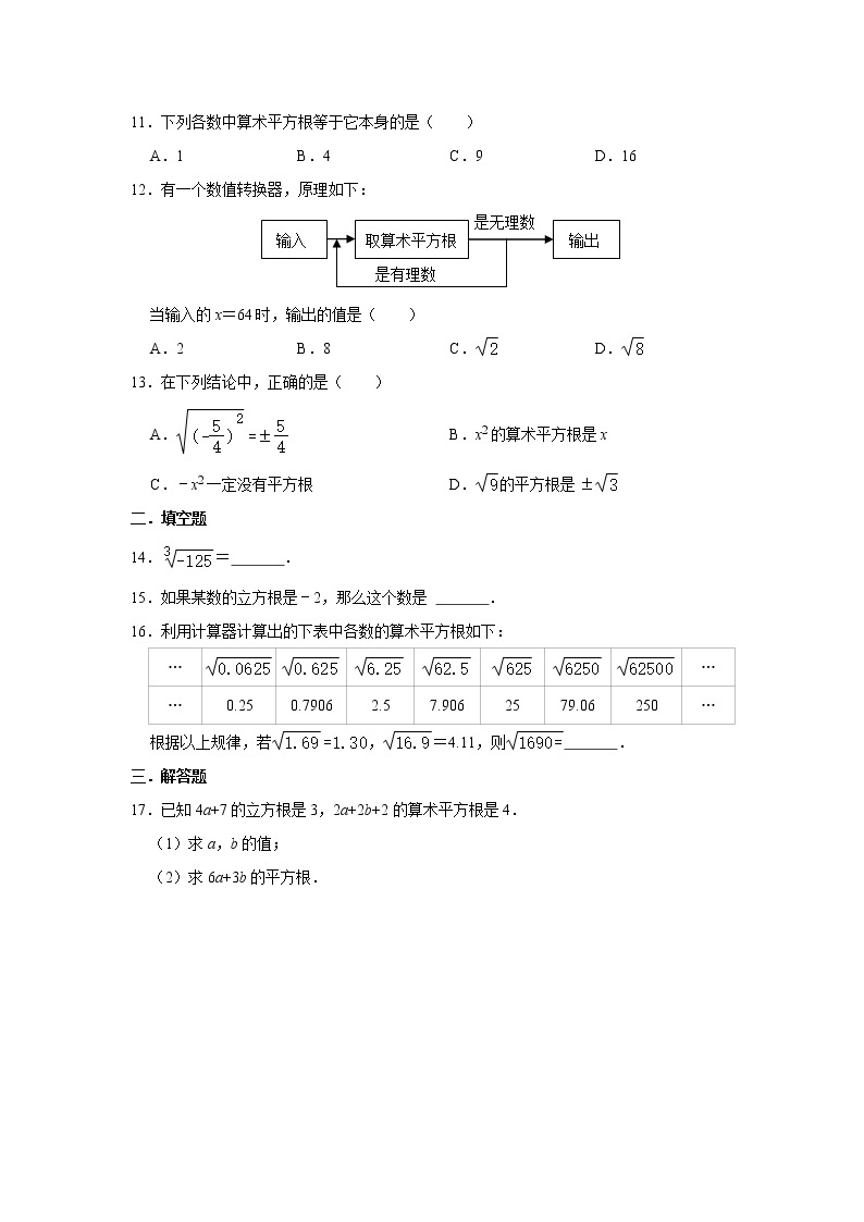 11.1 平方根与立方根 华东师大版八年级数学上册同步练习题(含答案)02