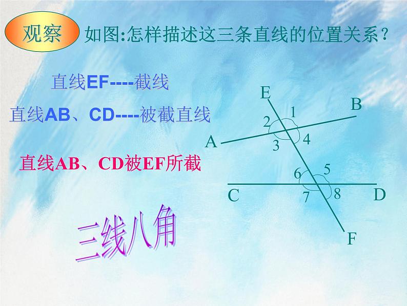 人教版(五四学制)7上数学 12.1.3 同位角、内错角、同旁内角 课件+教案02