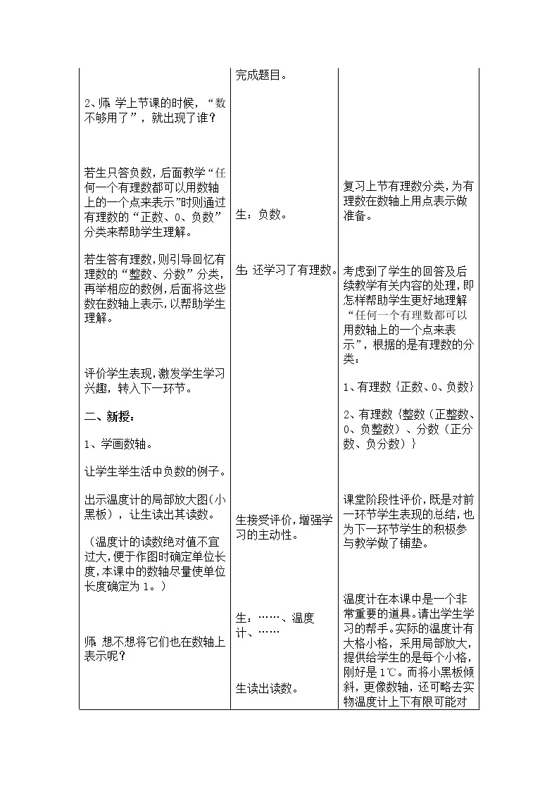 人教版七年级数学上册--1.2.2数轴-教学设计402