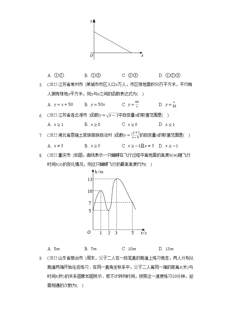 2022年中考数学真题汇编：函数基础知识(含解析)02