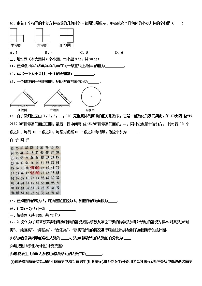 2022年浙江杭州上城区重点达标名校中考联考数学试卷含解析03