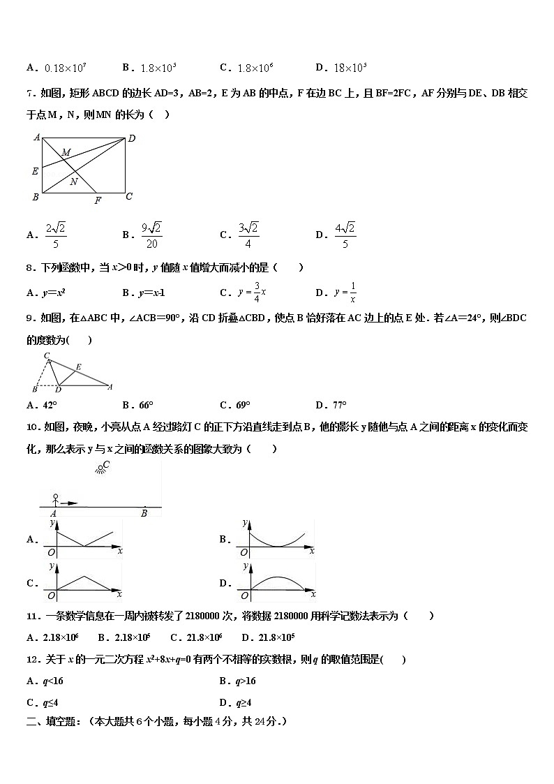 2022年四川省乐山市五通桥区重点中学中考数学对点突破模拟试卷含解析第2页